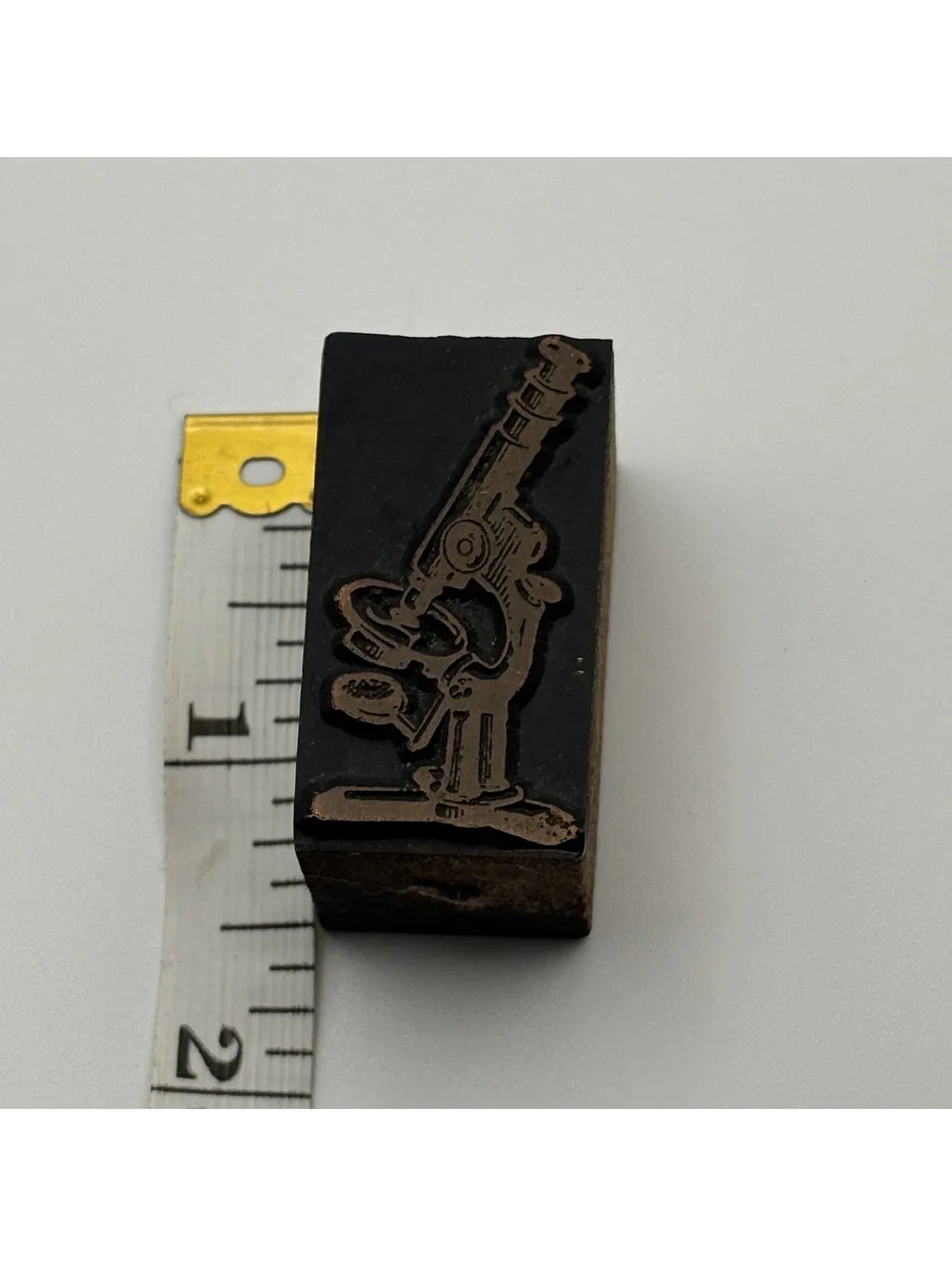 Vintage Copper Microscope Letterpress Printing Block Stamp